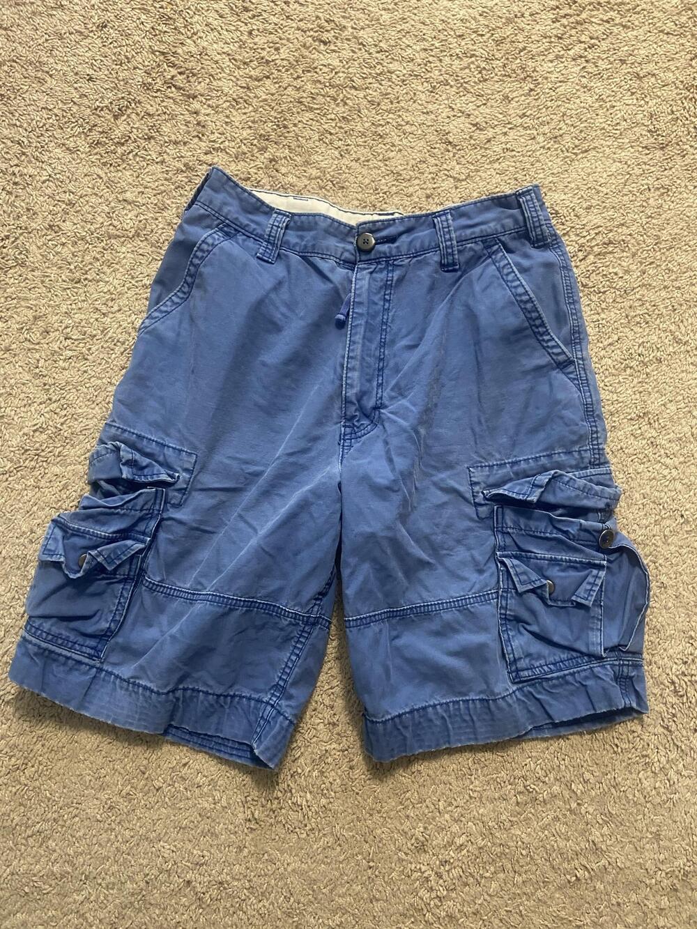Levis Squad Cargo Shorts Mens 32 Blue Canvas Relaxed Fit Multi Pocket Summer